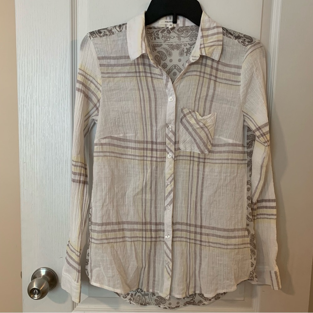 Maurices plaid paisley button down blouse